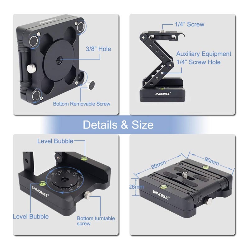 Innorel Z-Flex Tilt Tripod Head-INNOREL MH5 CNC Aluminum Alloy All Metal Flexible Folding Z Pan 360Â° Horizontal Rotation with Magic Arm and Phone Mounting Clip Max Load 6.61lb for Canon Nikon Sony DSRL Slider - Image 3